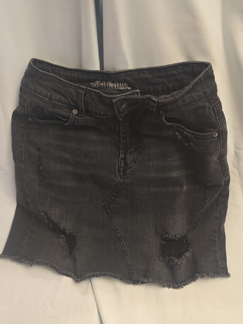wild fable Charcoal Black Distressed Denim Mini Skirt